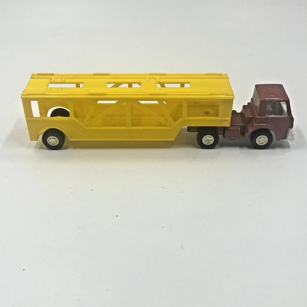 Vintage 1970 Tootsie Toy Truck and Auto Transport Trailer